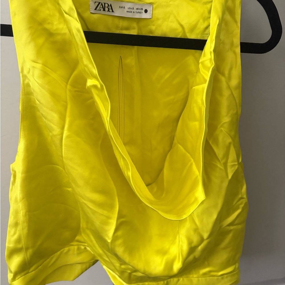 Y2K Zara Neon Yellow Satin Going-Out Top